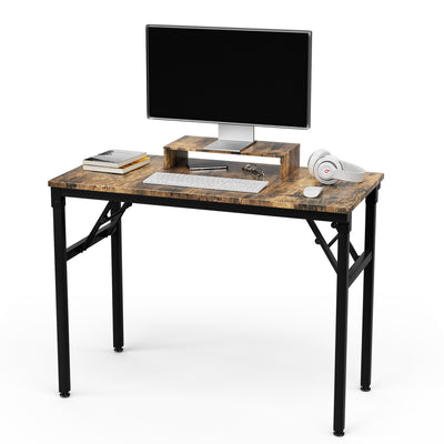 Computer Desk with Removable Monitor Stand Riser Folding Table Home Office Writing Study Desk 39” Width 19” Depth with Industrial Style